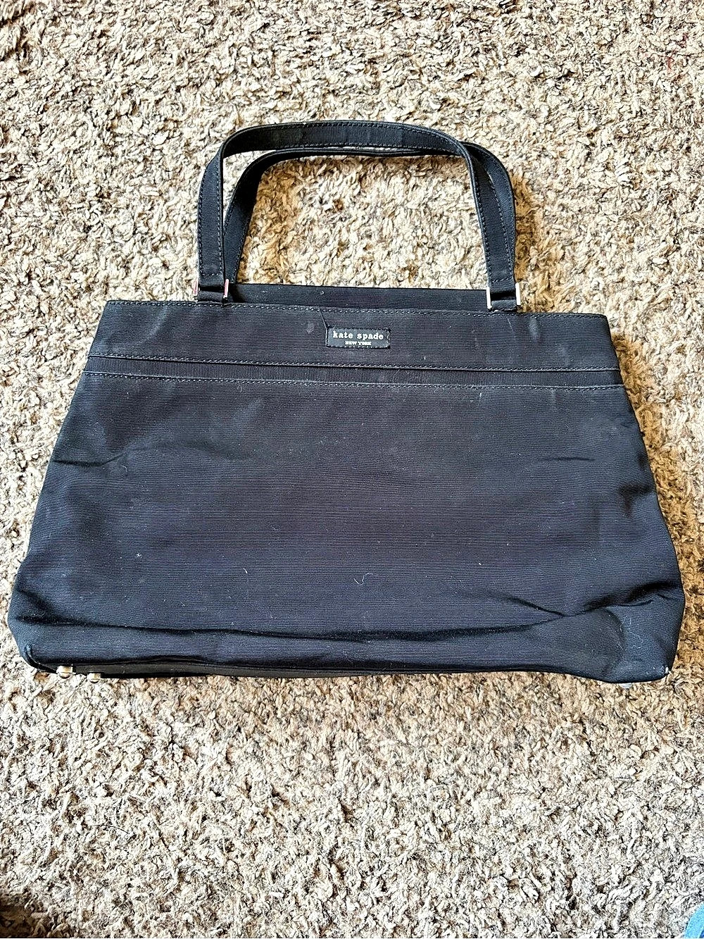 Kate Spade New York Black Structured Tote Bag Zebra Lining Vintage 90’s Y2K